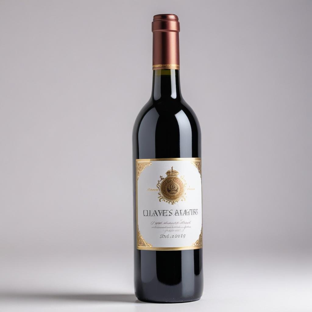 Cold foil label on a bottle of wine. Cold foil label on a bottle of wine.